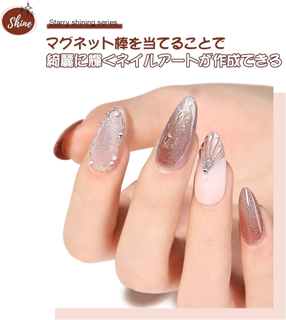 ジェルネイル 透明感ある 15ml UV/LED対応 初心者＆プロ適用 ポリッシュタイプ セルフネイル(マグネットジェル/シャンパン)