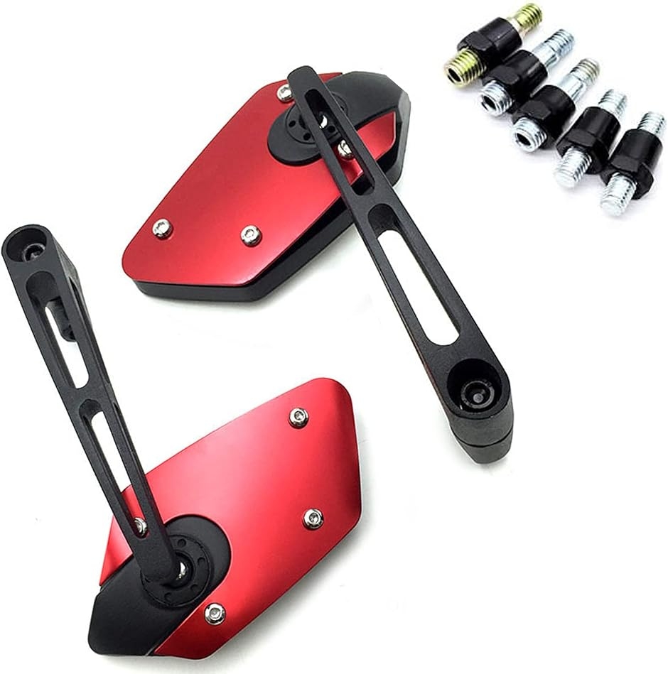 互換品】 バイクミラー 汎用 左右セット 取付ボルト (レッド