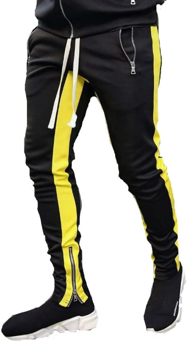 トレーニングパンツ メンズ ブラックxイエロー( ブラック/イエロー, M