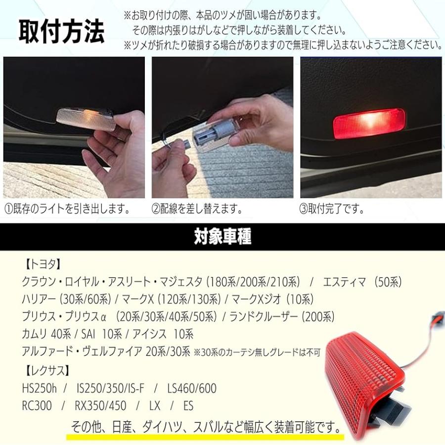 LED カーテシライト 赤 レッド レンズ 交換 ドア 汎用( レッド,  2個セット)｜horikku｜04