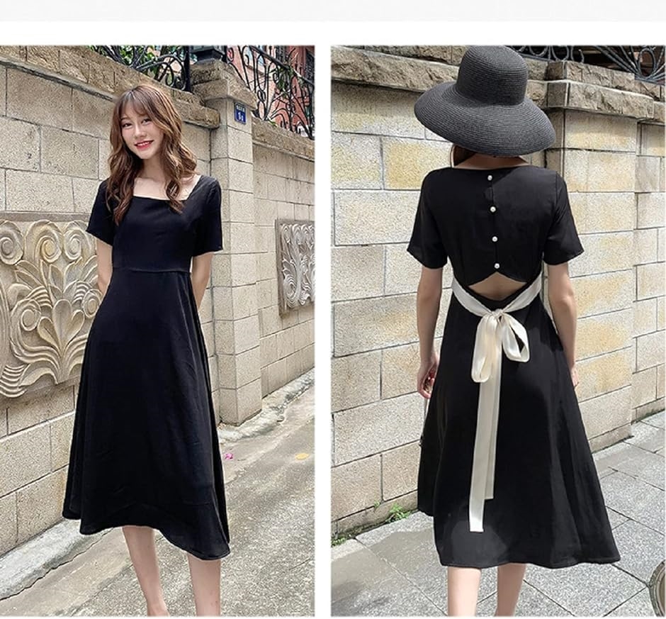 背中 腰 開き タイト Aライン フレア ワンピース セクシー 半袖