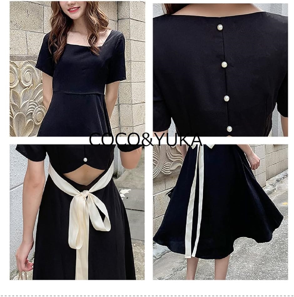 背中 腰 開き タイト Aライン フレア ワンピース セクシー 半袖