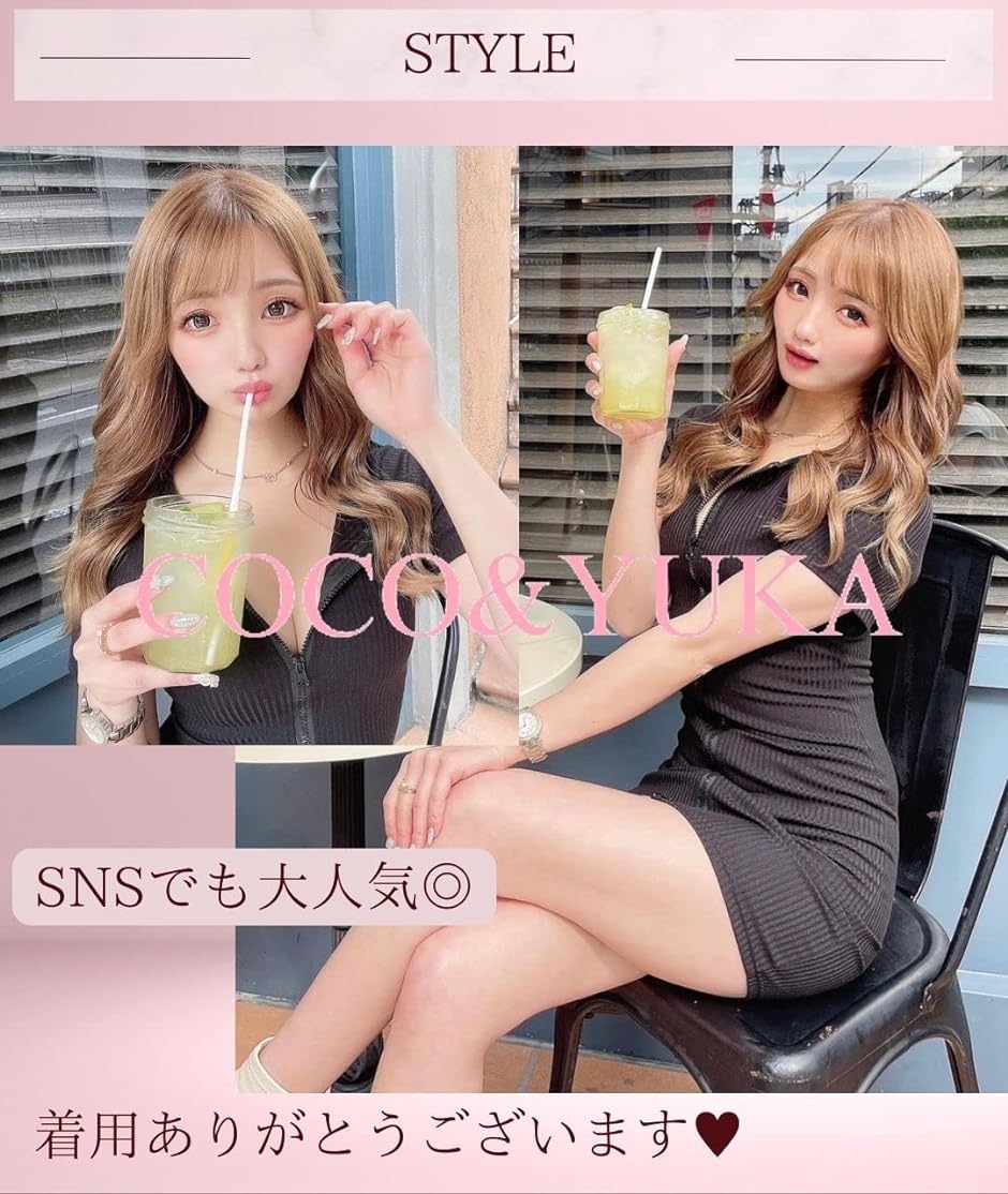 タイト セクシー ミニ ワンピース 胸元 ジップ 半袖 レディース