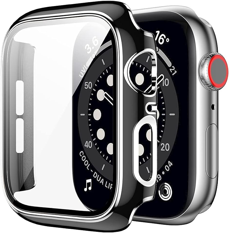 アップルウォッチ カバー apple watch ケース 高級仕様 保護 ブラック 黒 x 銀 3( 黒+シルバーライン,  42mm)｜horikku