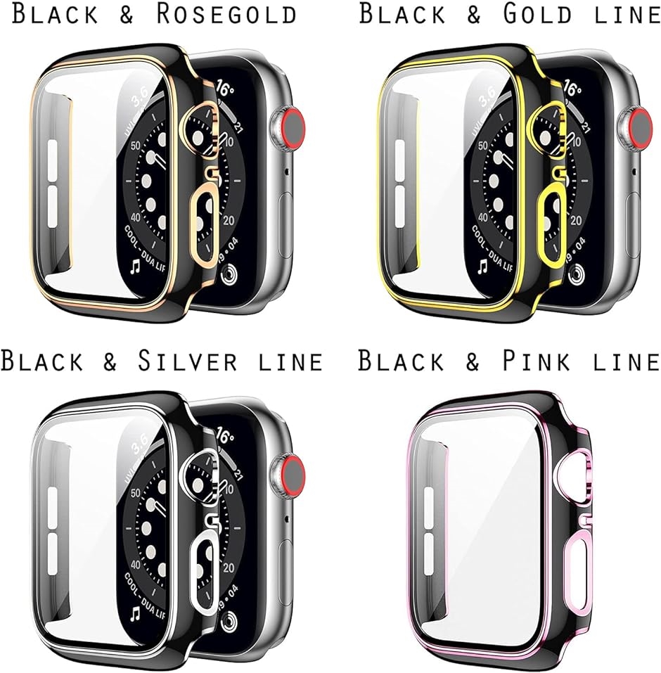 アップルウォッチ カバー apple watch ケース 高級仕様 保護 ブラック 黒 x 銀 3( 黒+シルバーライン,  42mm)｜horikku｜02