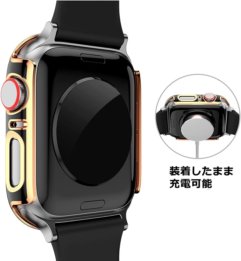 アップルウォッチ カバー apple watch ケース 高級仕様 保護 ブラック 黒 x 銀 3( 黒+シルバーライン,  42mm)｜horikku｜08