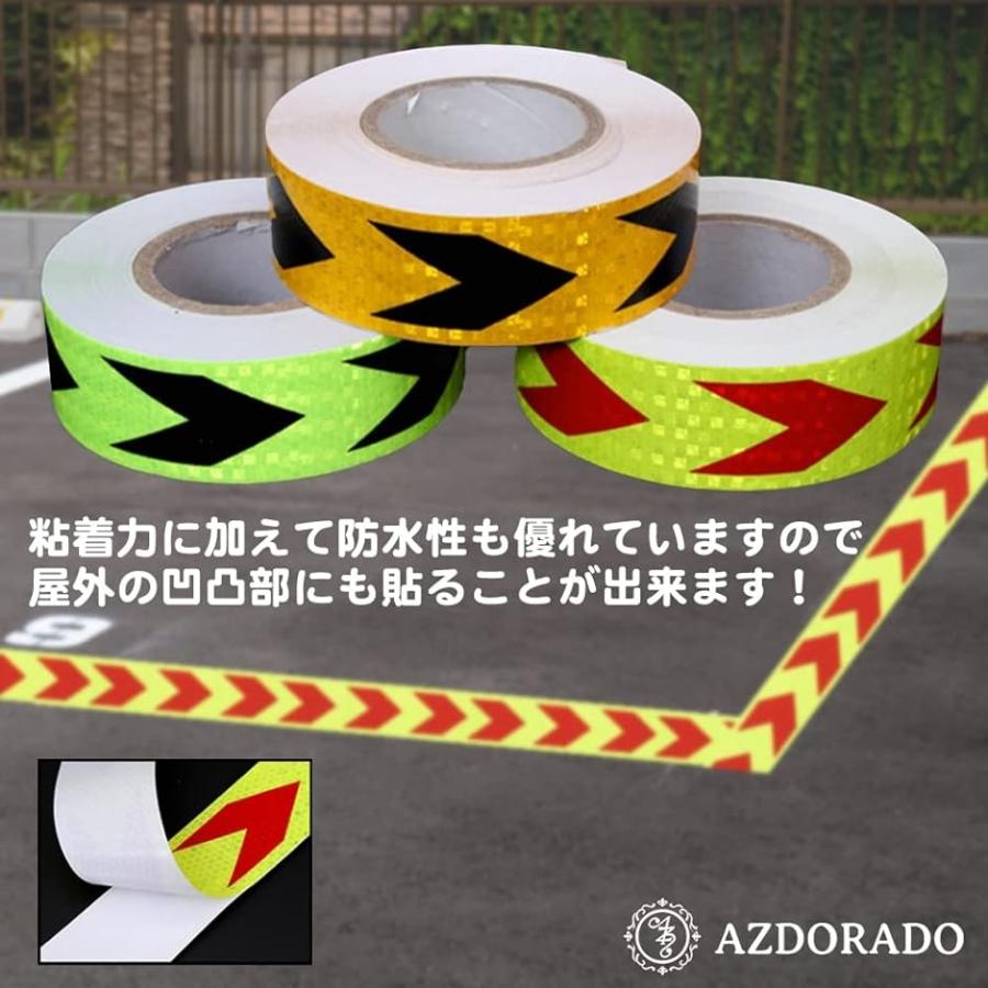 AZDORADO 警告テープ 矢印 反射 幅5cm 長さ50m 安全テープ 黄色( 矢印 黄色)｜horikku｜06