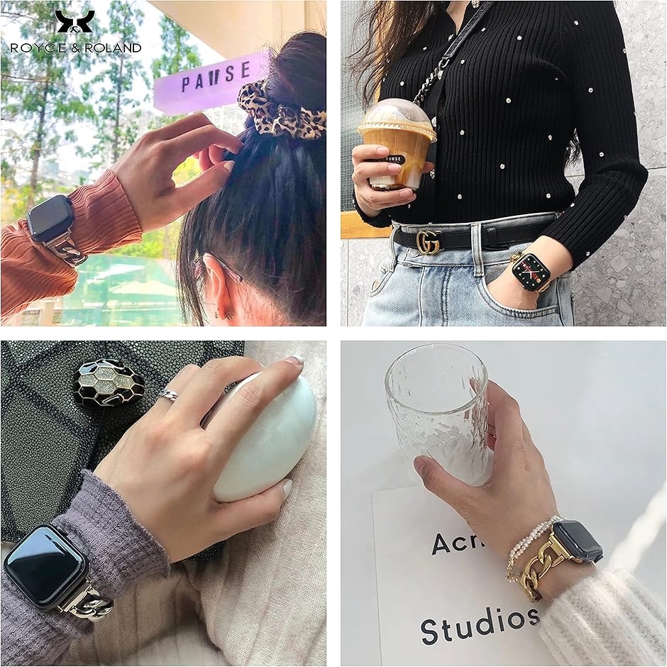 アップルウォッチ 最高ランクダイヤカバー＆バンドセットコマ調整器付 Amazon.co.jp: Royce&Roland Apple watch 高級 バンドチェーン コマ