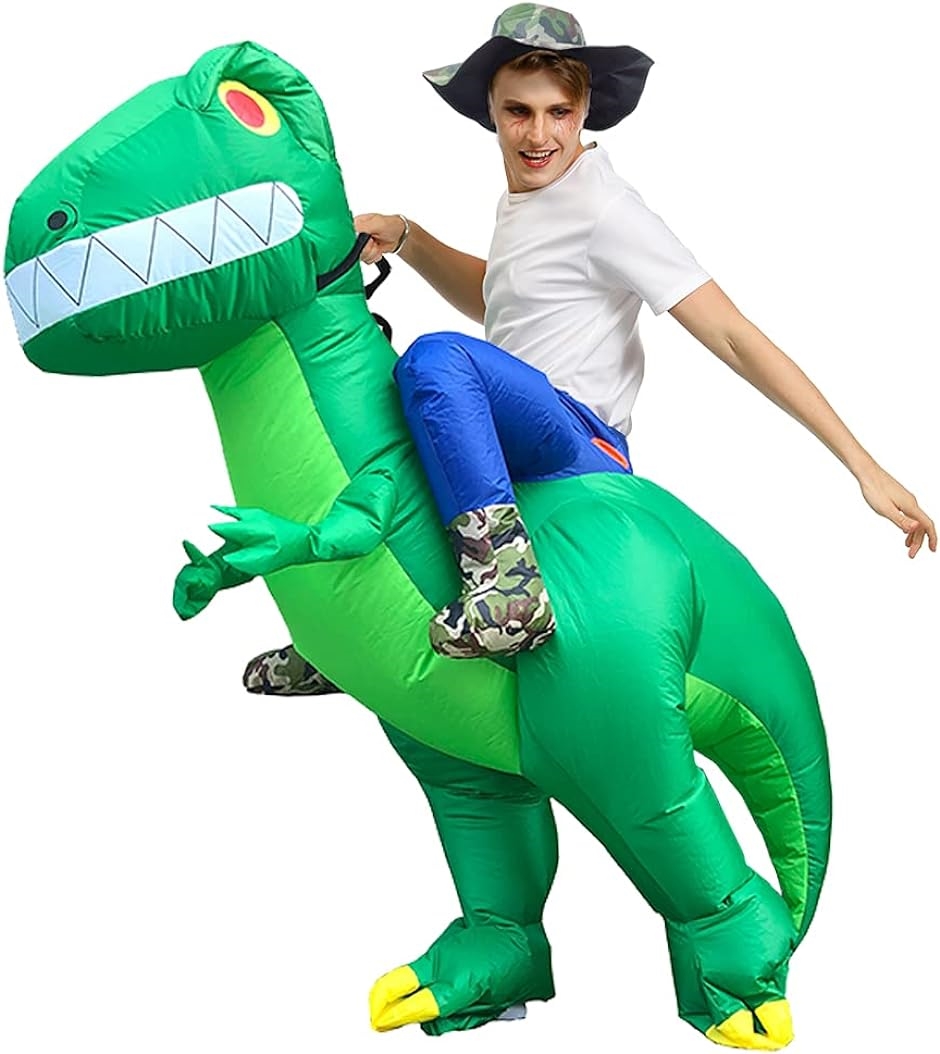 ハロウィン 恐竜ライダー 電動インフレータブル 内蔵ファン モンスターコスチューム ティラノサウルスレックス