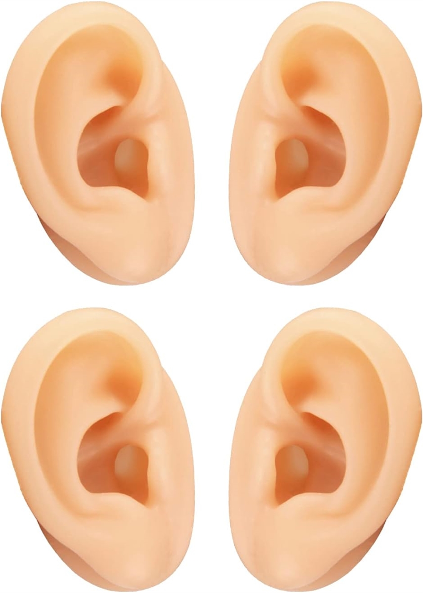 シリコン 耳 模型 両耳 練習 ダミー( 肌色4個セット)