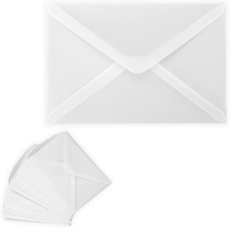 トレーシングペーパー 封筒 無地 半透明 透け感 招待状 手紙 写真 ダイヤモンド貼り( ダイヤモンド貼り 100枚セット)
