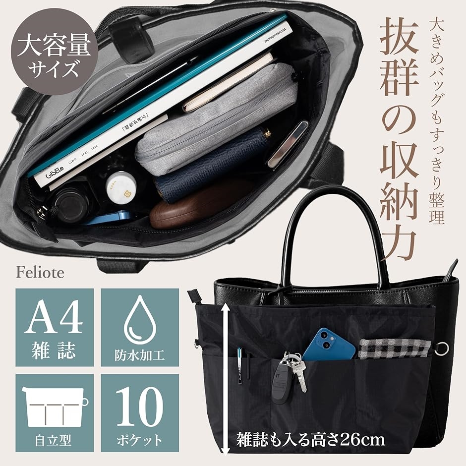 バッグインバッグ A4 リュック インナーバッグ メンズ レディース( ブラック,  A4)｜horikku｜02