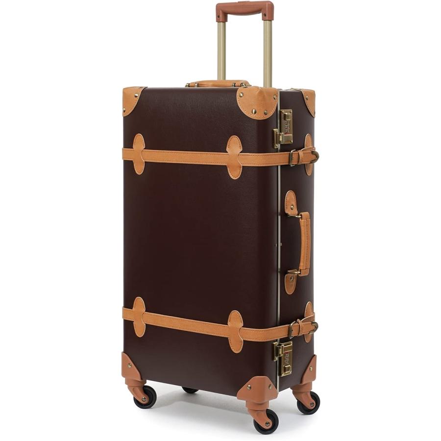スーツケースかわいい クラシック キャリーケース レトロ 静音 軽量 Lサイズ 24 49L( ブラウン,  Lサイズ(24))