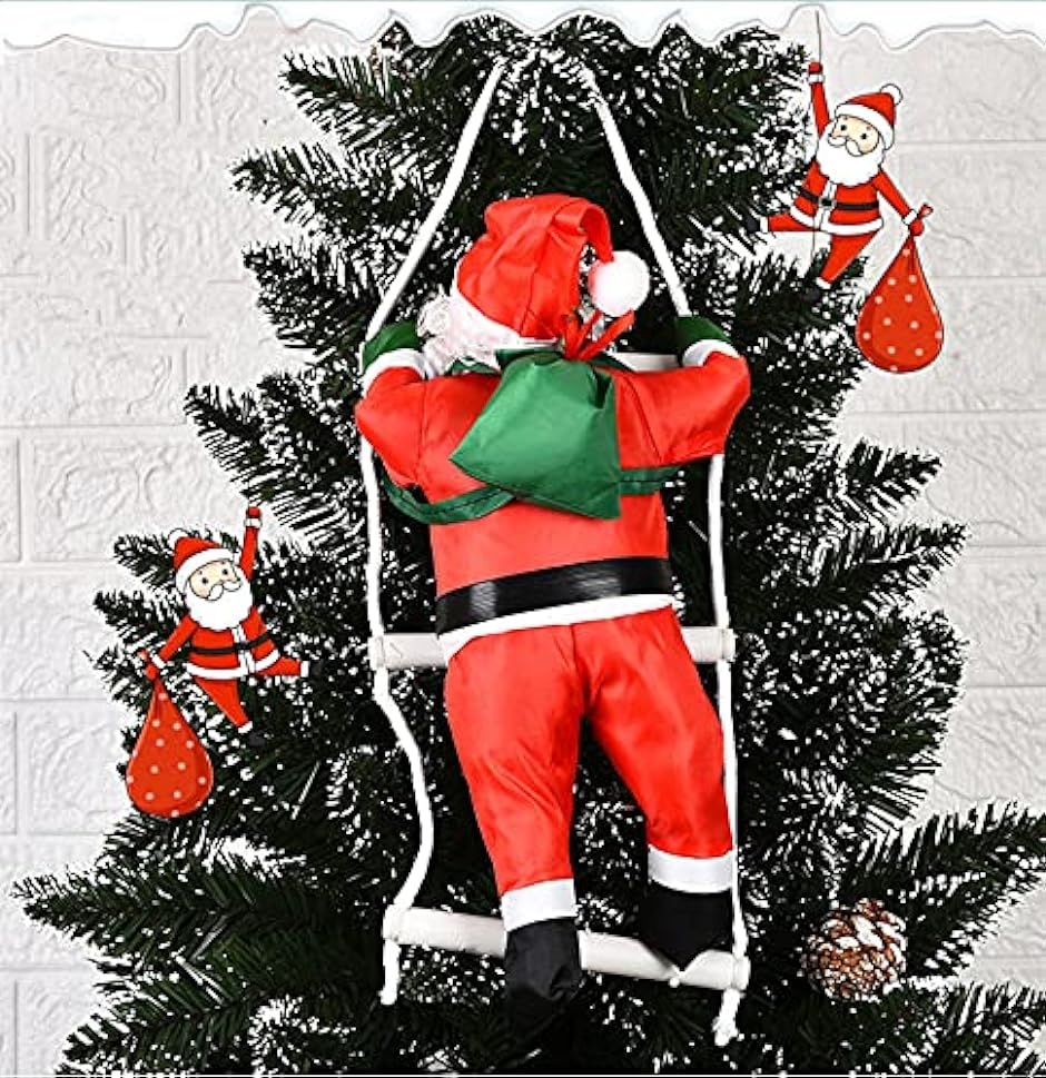 クリスマス飾り サンタはしご サンタクロース人形 壁飾り デコレーション Christmas 置物 吊り装飾用 おもちゃ( 50cm)｜horikku