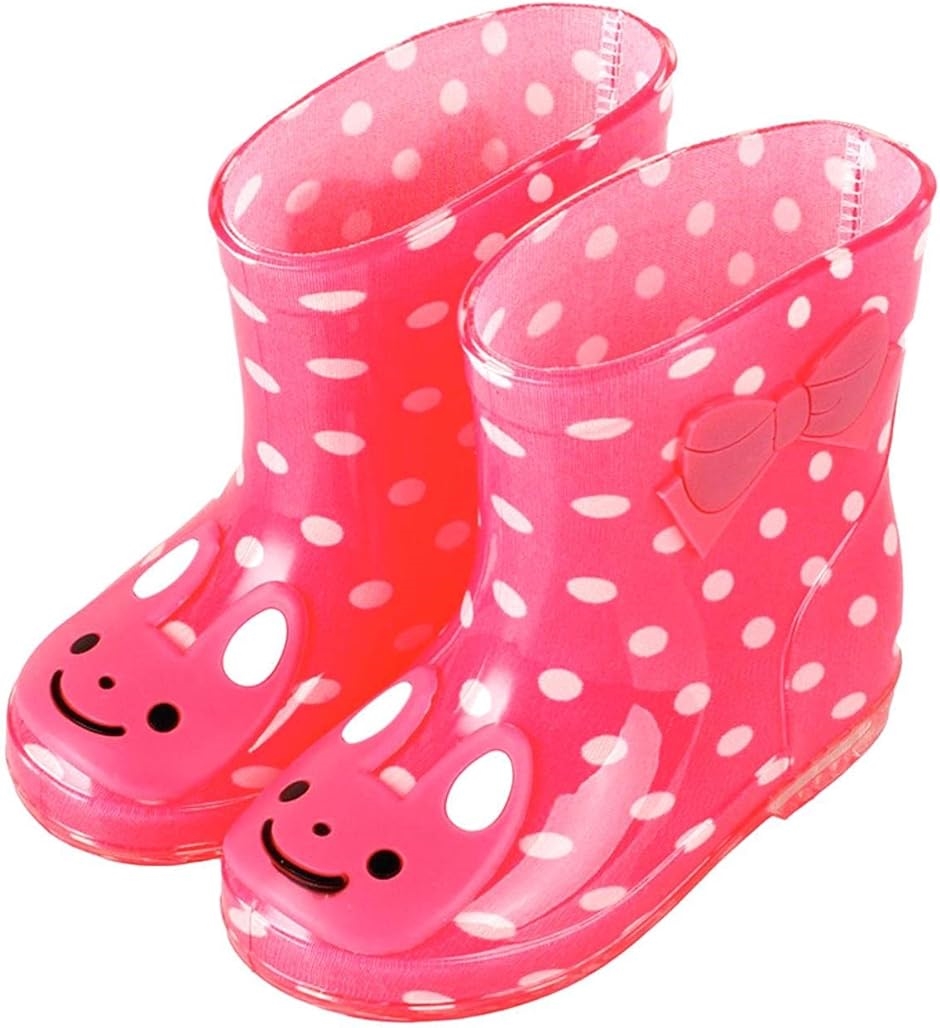 キッズ 用 長靴 女の子 男の子 レインブーツ 子供 長ぐつ 男女兼用 雨靴( ウサギxパッションピンク,  15.0〜16.0 cm)
