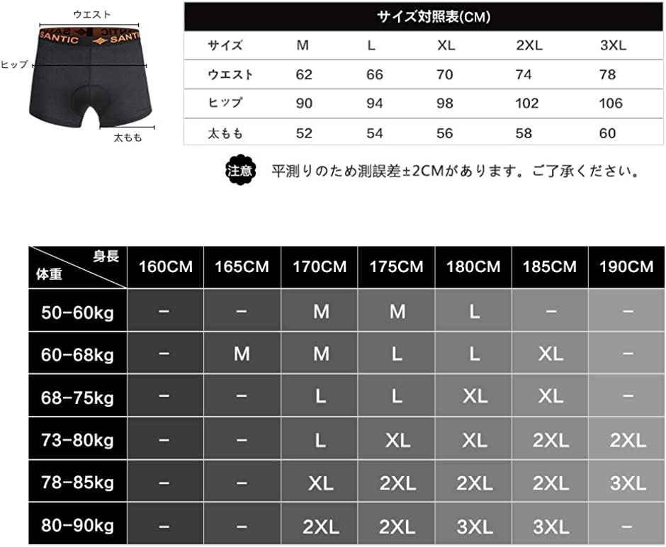 メンズ サイクルパンツ インナーパンツ メッシュ 3Dゲルパッド 通気 吸汗速乾 ブラック オレンジ( ブラック オレンジ,  M)