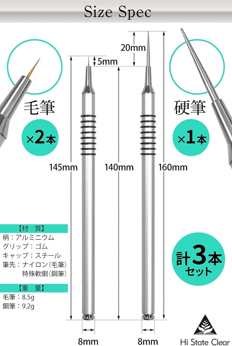 スミ入れペン 3本セット 極細筆タイプx2・鋼筆タイプx1墨入れ