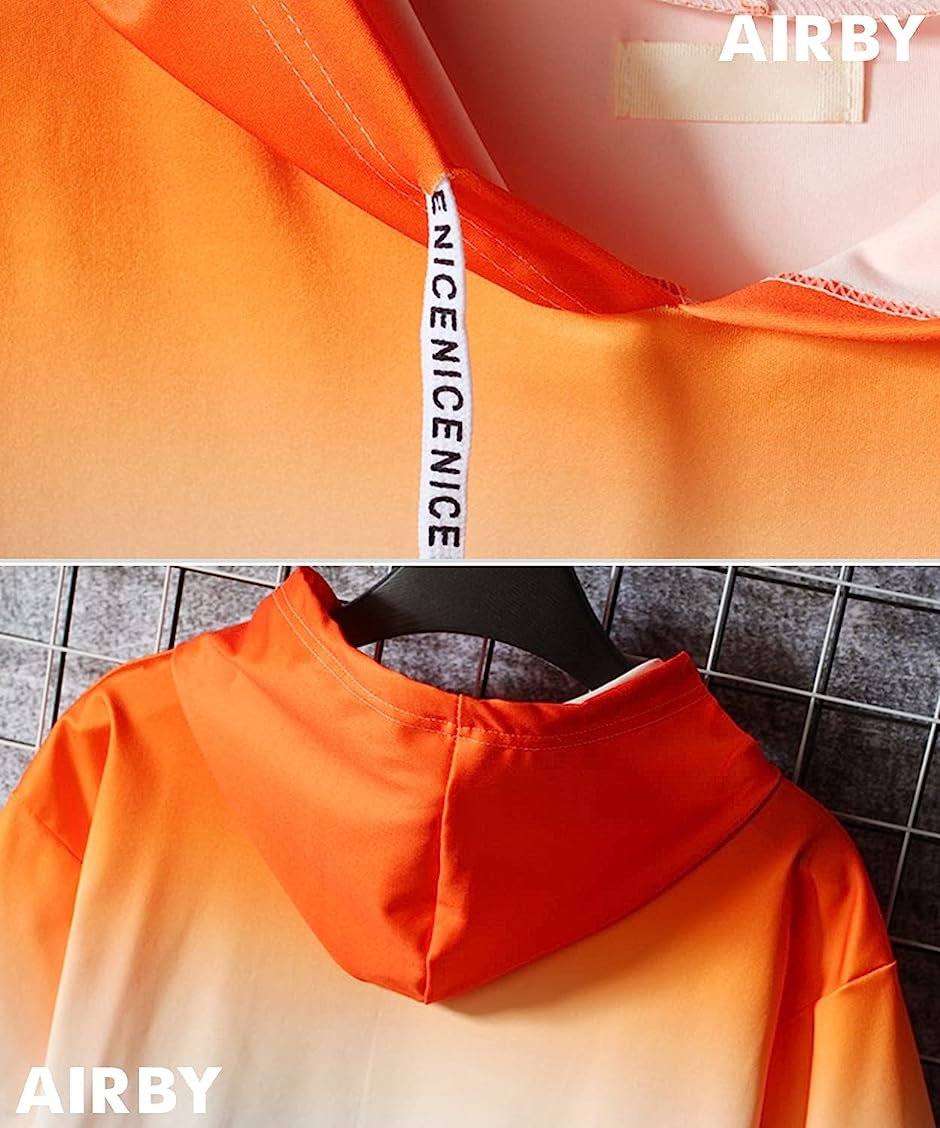 Tシャツ グラデーション パーカー 半袖 プルオーバー トップス フード