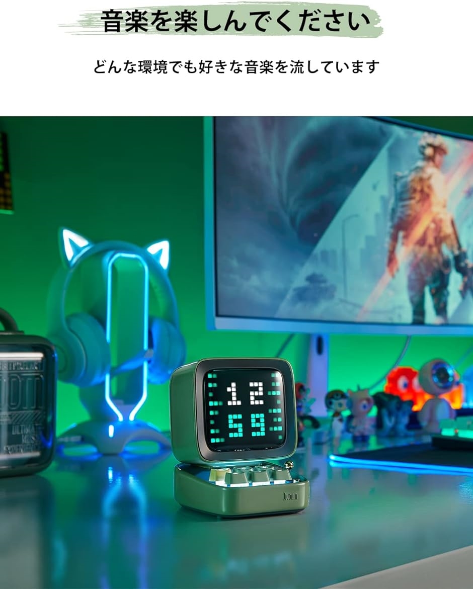 Ditoo-plus ポータブル Bluetoothスピーカー 3.55インチ LEDスクリーン ピクセルディスプレイ MDM( green)｜horikku｜05