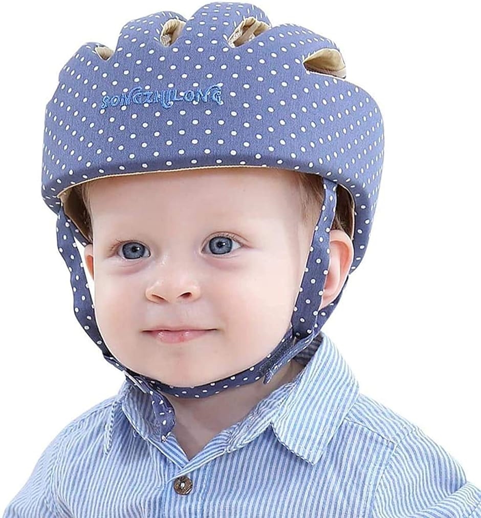 赤ちゃん 頭 ガード ベビー ヘルメット 室内用 綿100％ 可愛い 洗える MDM( ブルー柄,  S)｜horikku