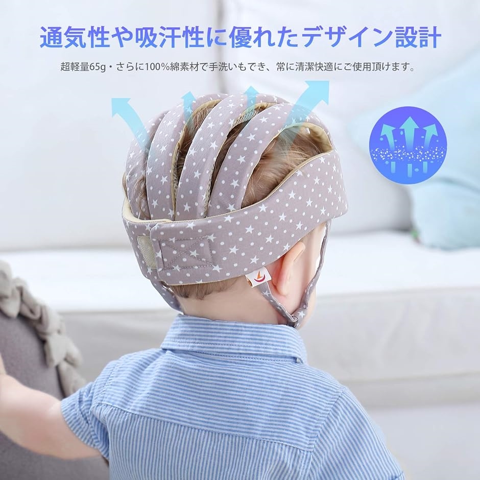 赤ちゃん 頭 ガード ベビー ヘルメット 室内用 綿100％ 可愛い 洗える MDM( ブルー柄,  S)｜horikku｜04