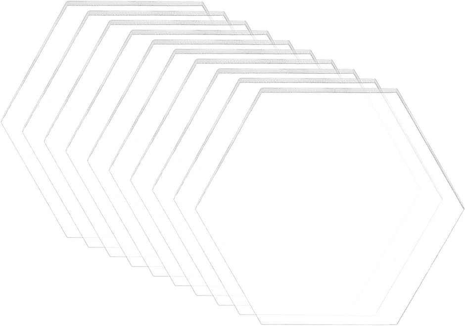 20枚81.5x70.8x2.7mm透明アクリル板 六角形アクリルシート 保護紙付き