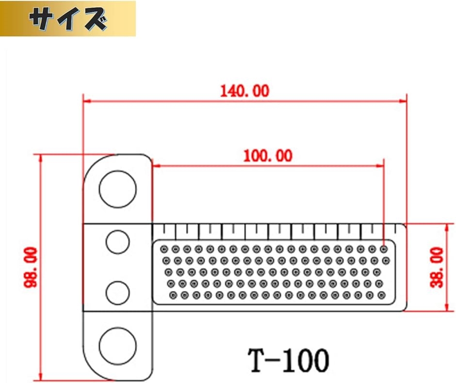 T型スコヤ 1mm 穴間隔 木工 ケガキゲージ マーキングゲージ スクライブゲージ アルミ製 定規｜horikku｜05