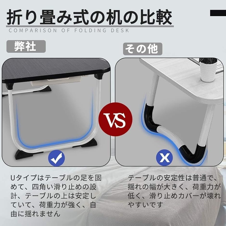 折りたたみテーブル 座卓 腕保護 凹溝付き ラップトップテーブル 学習