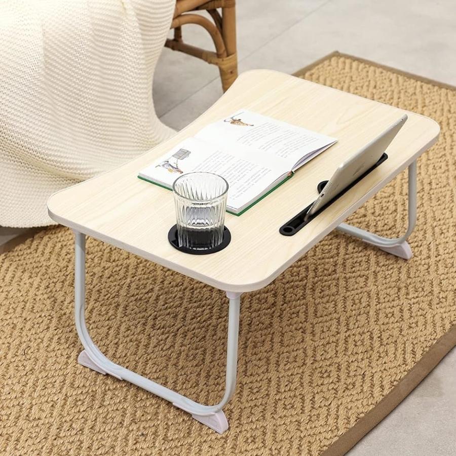 定番キャンバス折りたたみテーブル ベッドテーブル 凹溝付き 軽量 ベージュ, 60x40x28cm) ラップトップテーブル 多機能( その他テーブル 