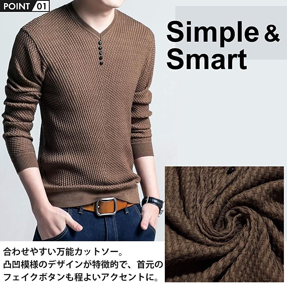メンズ 2色 長袖 Vネックフェイク重ね着 ボタン シャツ トップス ジェイストアシャツ Vネックボタン メンズ かっこいい