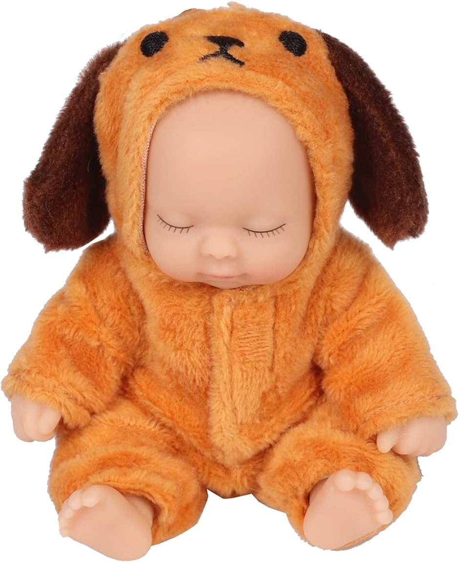 赤ちゃん人形 リボンドール キーホルダー ミニチュア リアル ベビー コレクション ブラウン( 犬 ブラウン)