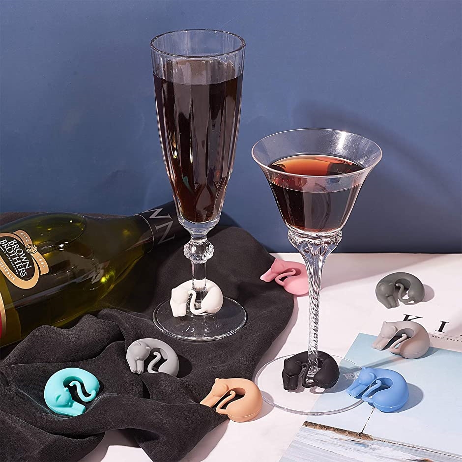 70%OFF!】 猫 グラスマーカー 12個 ドリンクマーカー パーティー ワイングラス標記 飾れる グラスマーカー 
