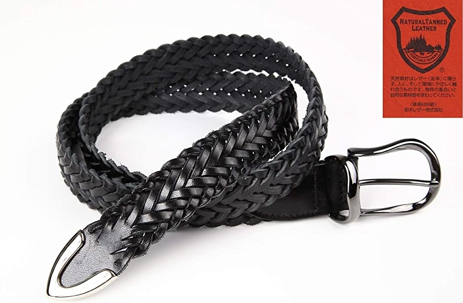 栃木レザー メッシュベルト Made in Japan Black leather mesh belt 