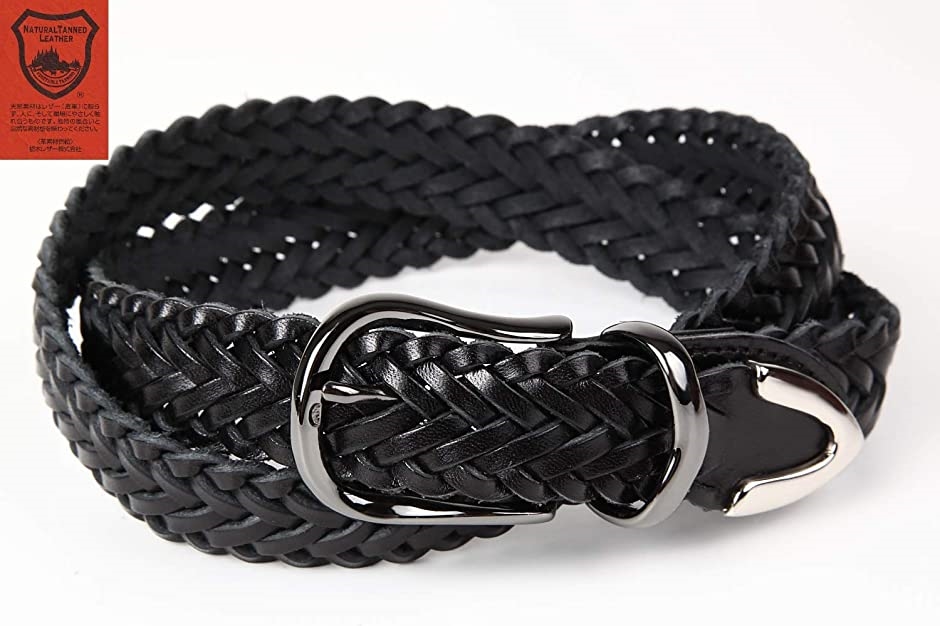 栃木レザー メッシュベルト Made in Japan Black leather mesh belt