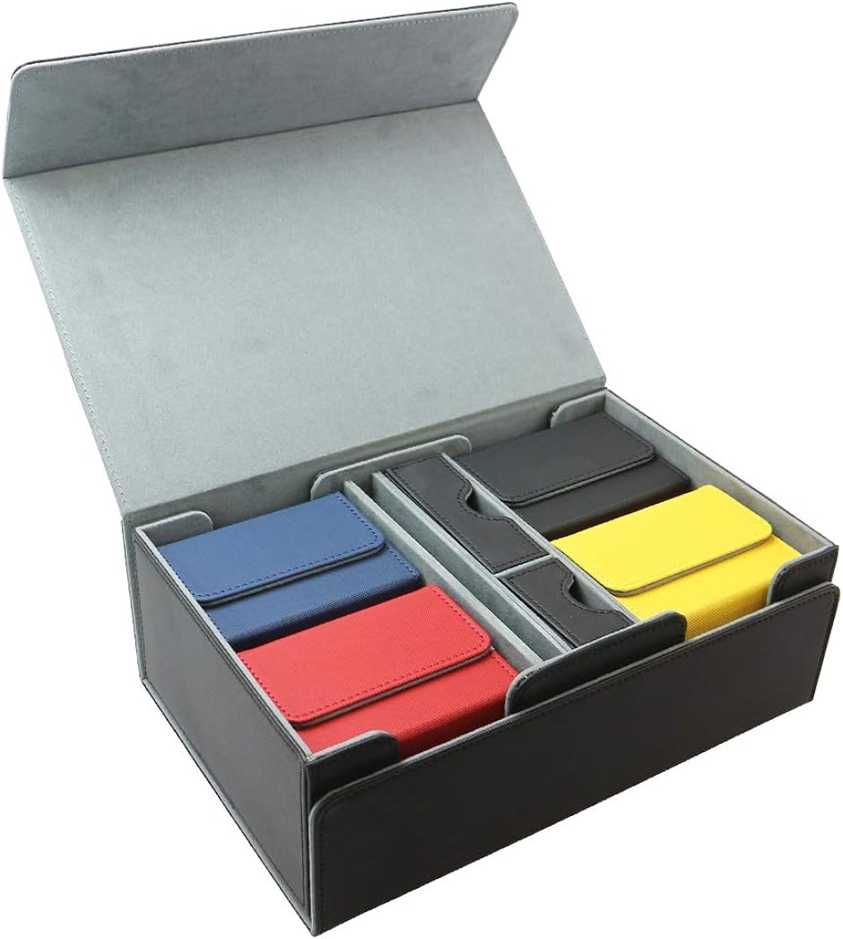 KICHIBEI デッキケース デッキホルダートレーディングカード 小分けケース 取り外し可 PUレザー( カードボックス4個セット)