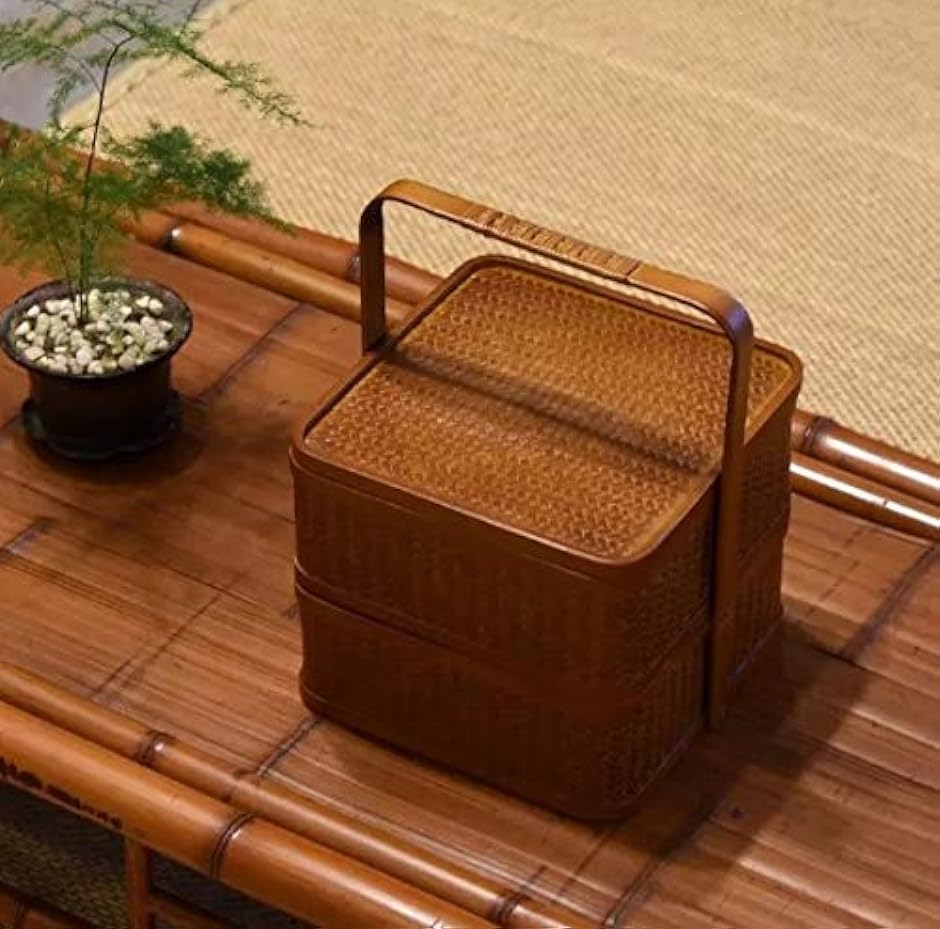 高級 竹編み 収納ボックス カゴ 茶器 茶具 竹籠 バスケット お出かけ用