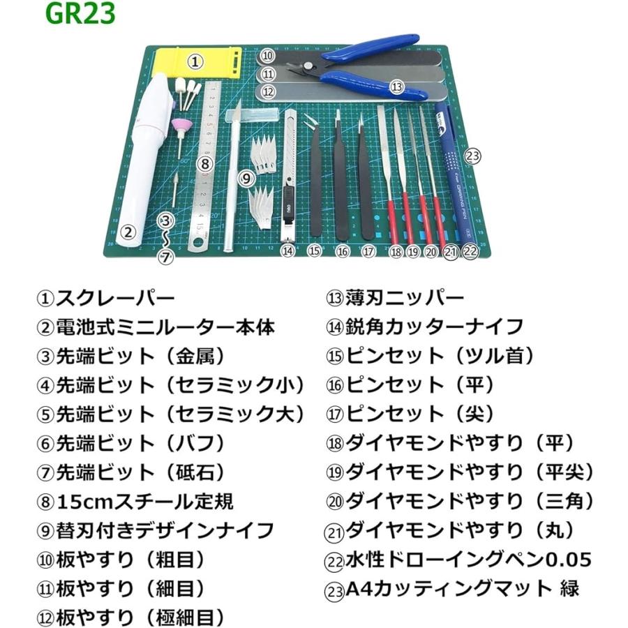 プラモデル工具セット ガンプラ工具 模型工具 プラモ工具 クラフトツール ２３種類( GR)｜horikku｜02