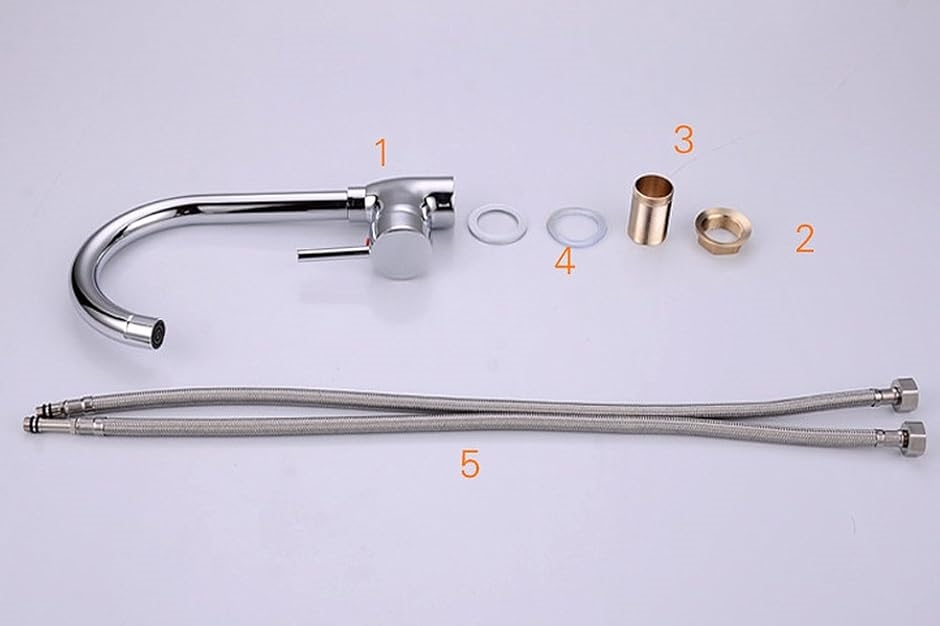 キッチン 洗面用 シングルレバー 混合水栓 360°回転 グースネック 洗面