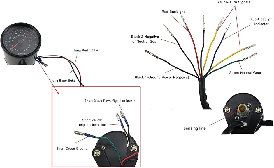 12V 電気式タコメーター 機械式 スピードメーター セット ステー付 パネル ブラック 黒 バイク モンキー ゴリラ カブ 汎用｜horikku｜04