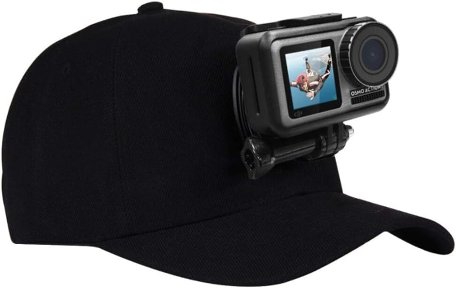 GoPro カメラ マウント キャップ アクションカメラ アクセサリー 帽子 旅行 登山 ハイキング 動画撮影 に ブラック( 黒)