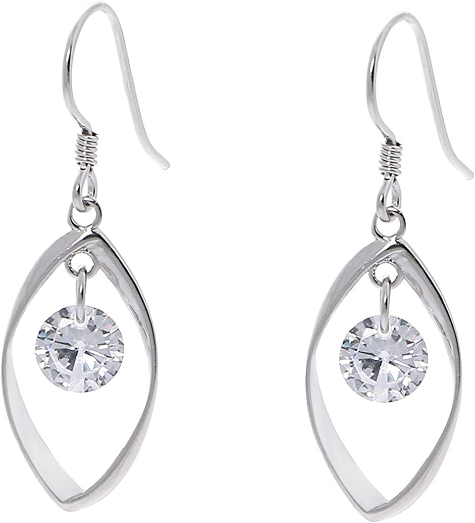 ピアス レディース 人気 葉 揺れる スタッド シルバー925 キュービックジルコニア 金属アレルギー対応 大小 MDM( クリア Small)