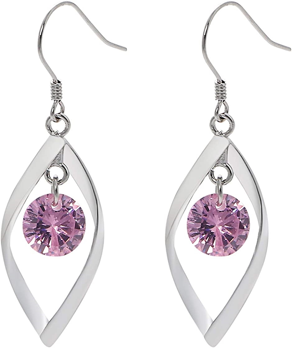 ピアス レディース 人気 葉 揺れる スタッド シルバー925 キュービックジルコニア 金属アレルギー対応 大小 MDM( レッド Large)