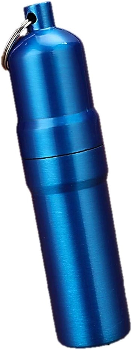 携帯 タバコケース ピルケース 防水ケース 薬ケース マッチ シガレットケース キーホルダー アルミ( 02 ブルー,  5本仕様)