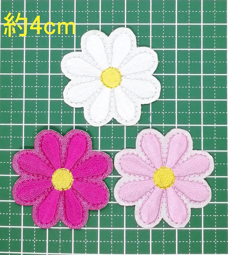 ワッペン 花 4cm 12枚セット 女の子 アップリケ 刺繍 MIX ピンク 白( MIX(1) ピンク系)｜horikku｜04