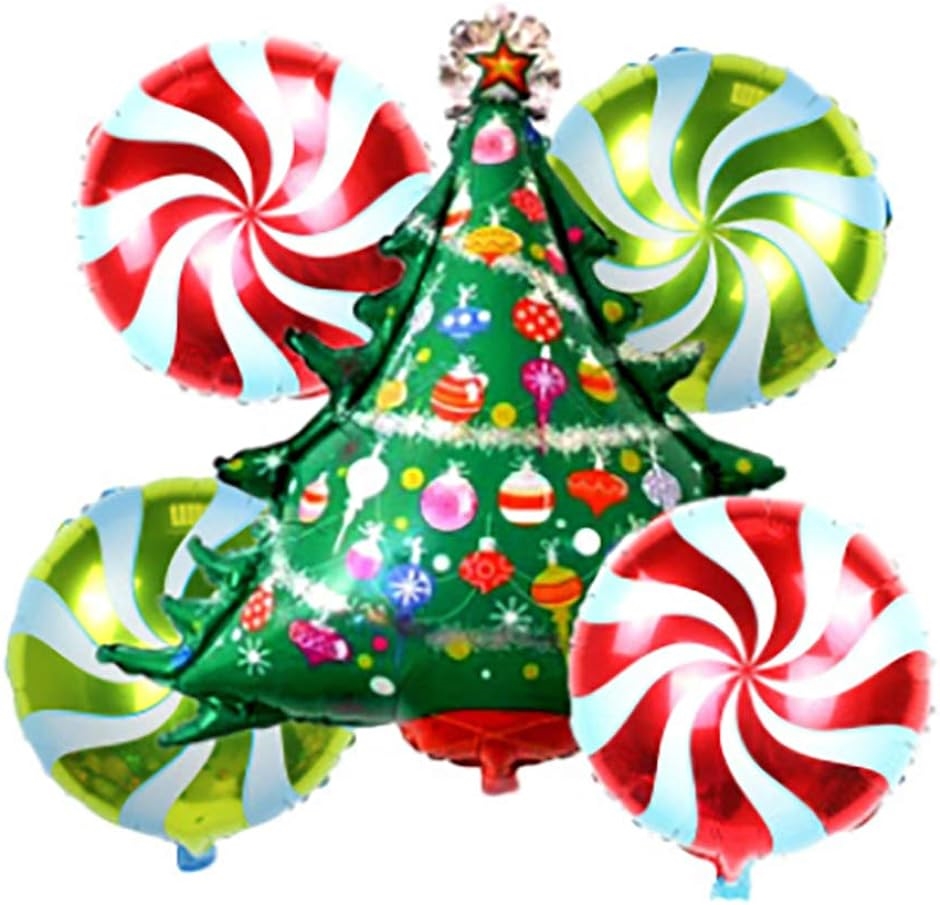 クリスマス 飾り付け 装飾 風船 クリスマスツリー サンタ 赤 緑 5枚 セット a-b9802( ツリーパラダイス,  バルーン)