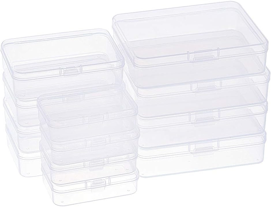 12個ミックスサイズプラスチック小分けケース クリア収納ボックス アクセサリー ビーズ パーツ収納ケース( ミックスサイズ,  長方形)