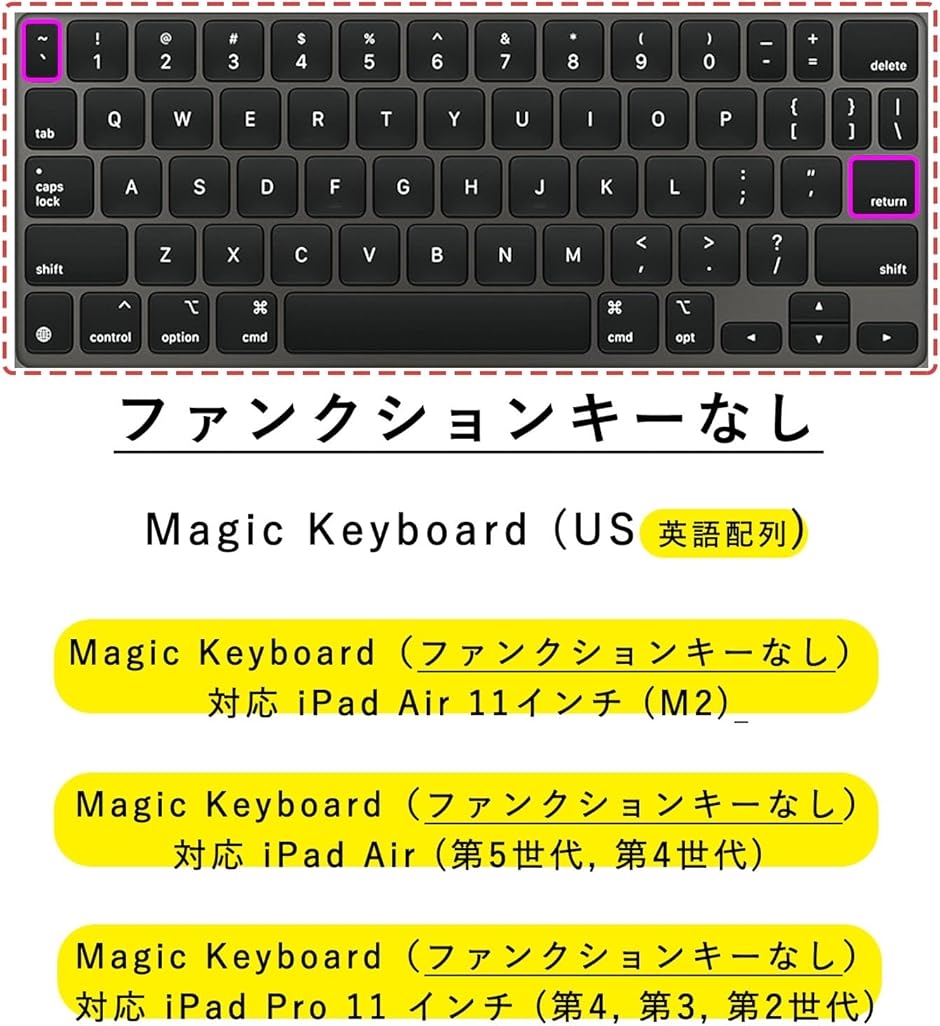 英語US配列、ファンクションキーなし iPad Magic Keyboard用 対応 MDM