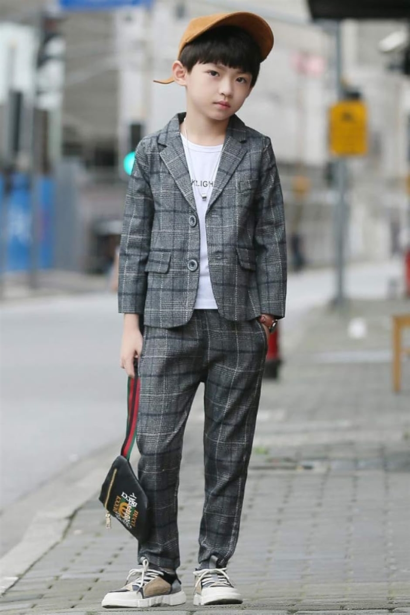 フォーマルスーツ キッズ チェック柄 2点セット 発表会 紳士服 入園式