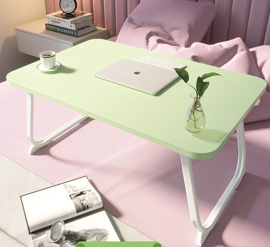 折り畳みテーブル ローテーブル ラップトップテーブル アウトドアテーブル 座卓 折りたたみ 軽量( グリーン,  60x40x28cm)