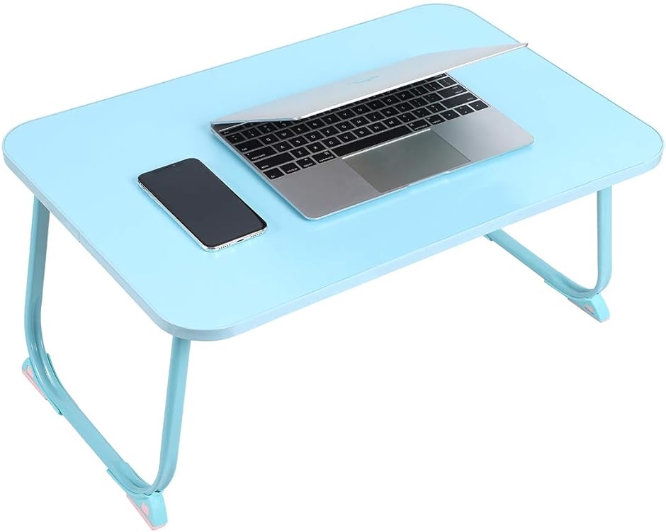 折り畳みテーブル ローテーブル ラップトップテーブル 大容量表面 多機能 軽量 学習屋外釣りBBQ( ブルー,  60x40x28cm)
